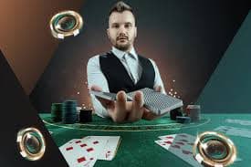 Live roulette table with spinning wheel and dealer